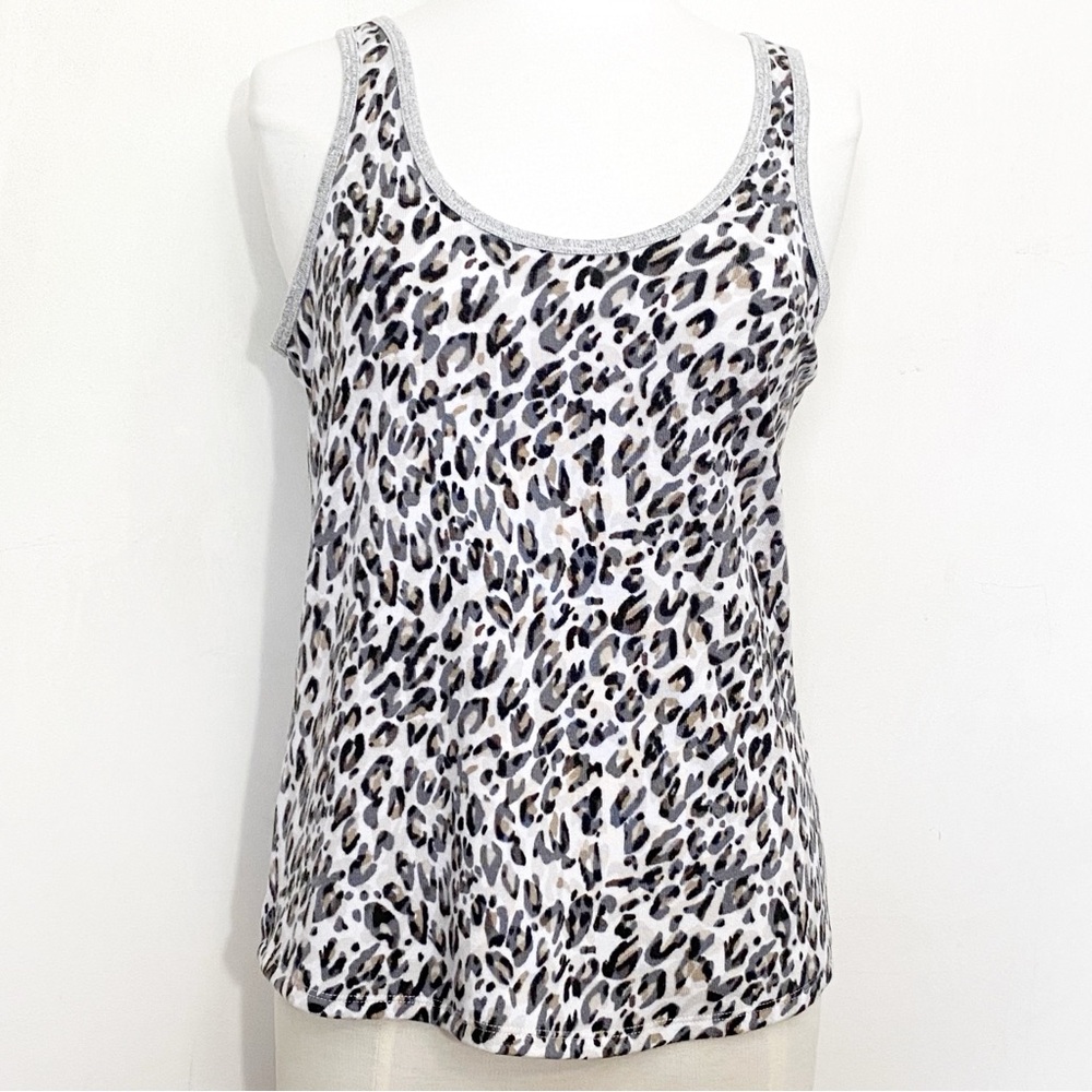 LIVE LOVE LOUNGE Karen Neuburger soft comfy animal print tank top scoop neck L